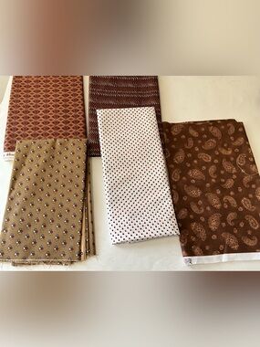 Quilting Sewing Materials Lot Marcus Fabrics 54034 Paisley Brown Burgundy White